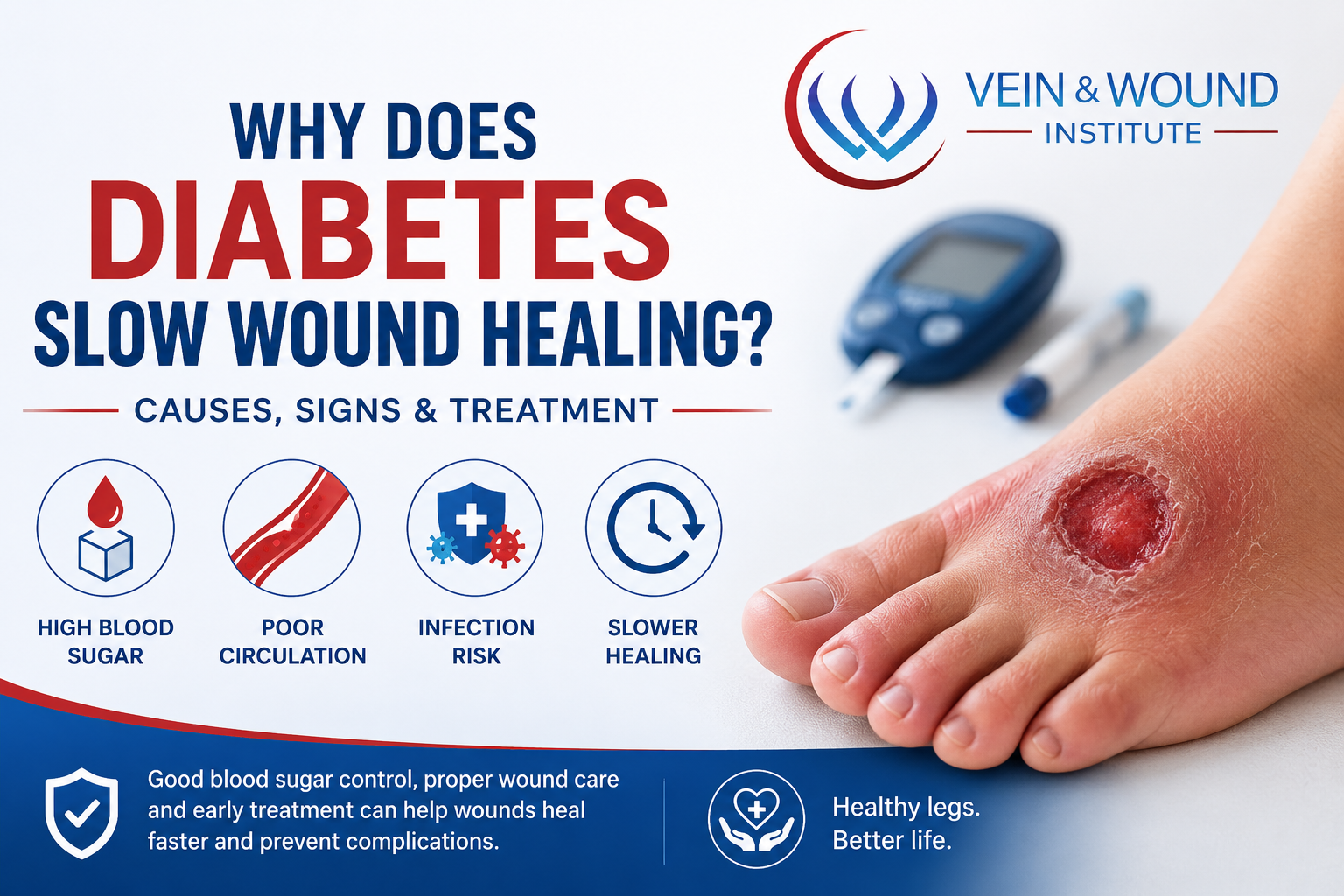 How diabetes affects wound healing with diabetic foot wound and delayed healing