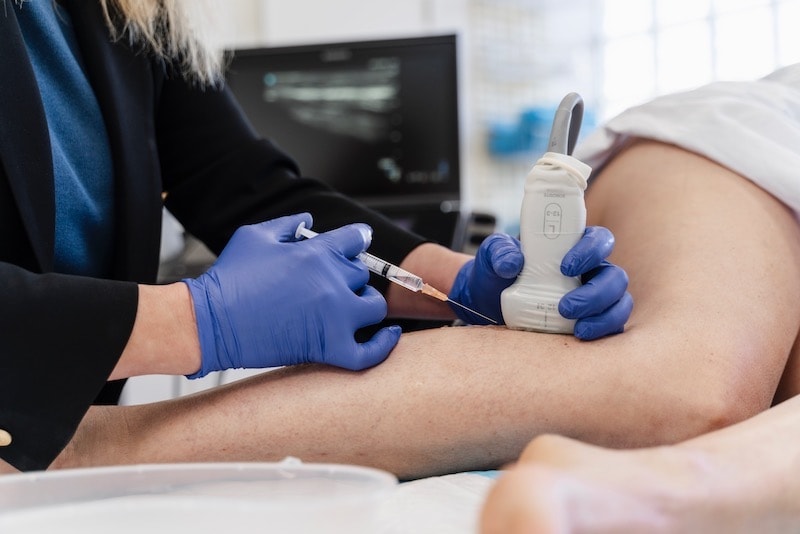 Vascular ultrasound examination of the leg
