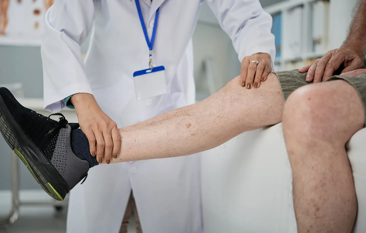 Patient consulting with a vein specialist